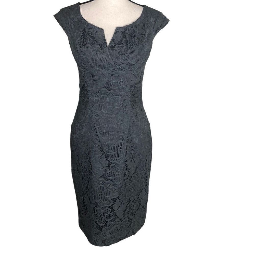 Adrianna Papell Gray Lace Sheath Dress
